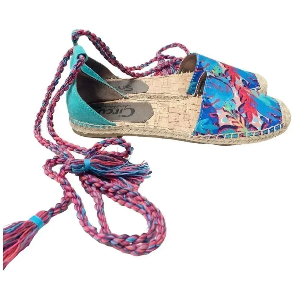 Circus by Sam Edelman Women's Lenora Canvas Espadrille Shoe Ankle Tie Size 8M